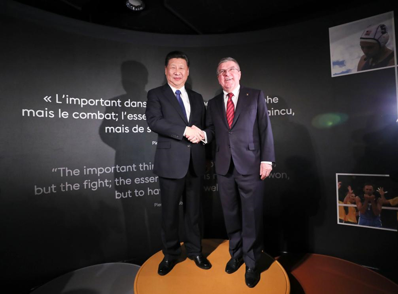 2017年1月18日，習近平主席在位于瑞士洛桑的國際奧林匹克博物館會見時任國際奧林匹克委員會主席巴赫。